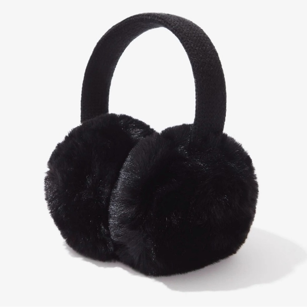 Aerosoles Cozy Black Faux Fur Earmuffs